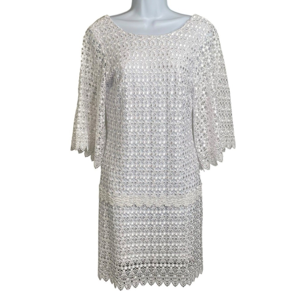 Julian Chang‎ Y2K White Crochet Lace Dress Size S Coquette Romantic Soft Girl